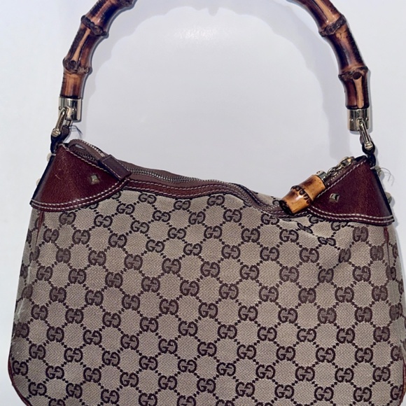 Vintage Gucci Monogram Canvas Hobo with Bamboo Handle - Picture 5 of 7